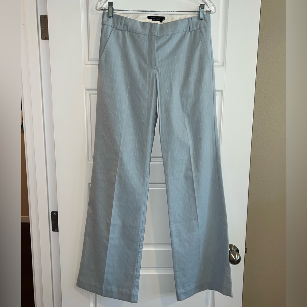 BCBGMaxAzria Light Blue Textured Wide-Leg Dress Pants